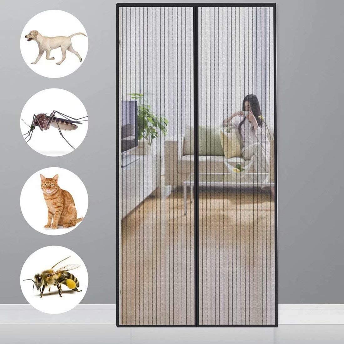CHENG Fliegengitter balkontür Magnet, Insektenschutz für türen 100x220cm, Kinderleichte Klebemontage Ohne Bohren Balkontür insektenschutz ist Ideal für die Balkontür Terrassentür, Schwarz Angebot bei HelloDeals
