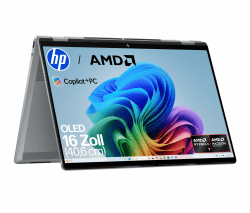 HP OmniBook X Flip 2in1 Next Gen AI Laptop | AMD Ryzen AI 7 350 (8C) | dedizierte NPU für KI | 50NPU Tops | Copilot+ PC | 16" 3K 2880x1800 OLED-Touchscreen | 16GB | 1TB SSD | Win11 | QWERTZ | Silber AMD Ryzen AI 7 350 1TB SSD Angebot bei HelloDeals