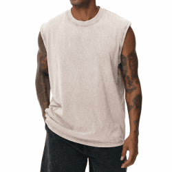 Herren Kurzarm Sommer Ärmelloses Shirt, Männer Fitness ärmellos Weste, Washed Sleeveless t-Shirt, Workout, Fitnessstudio, Baumwolle L Elfenbeinweiß Angebot bei HelloDeals