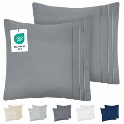 DREAMZIE Kissenbezug 60x60 Anthrazit 2er Set Premium Mikrofaser mit Stickmuster Oeko-TEX Zertifiziert - Kopfkissenbezug 60x60 Weich Anthrazit 60 x 60 cm Angebot bei HelloDeals