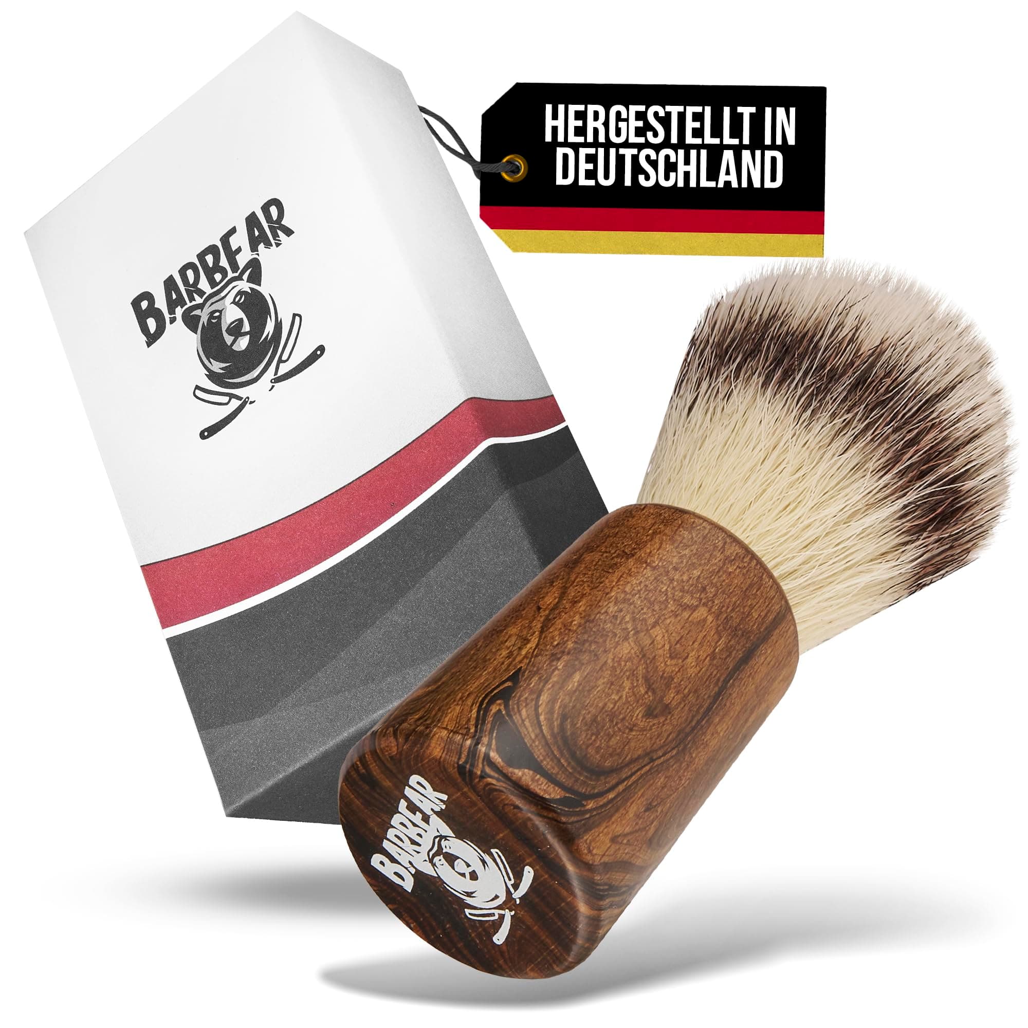 Rasierpinsel aus Deutschland - Extra pflegeleichte und weiche Borsten inkl. komfortablem Griff - Schlägt Rasierschaum im Handumdrehen auf Angebot bei HelloDeals