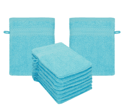 Betz Waschhandschuhe Premium 10 Stück 16x21 cm – 100% Baumwolle 470g/m² – Weiche Frottee Waschlappen – Pflegeleicht & saugstark - Farbe türkis Angebot bei HelloDeals