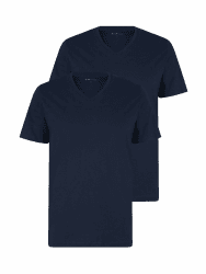 TOM TAILOR Herren Doppelpack T-Shirt mit V-Ausschnitt T-Shirt mit V-Ausschnitt im Doppelpack 3XL 10302 - Dark Blue Angebot bei HelloDeals