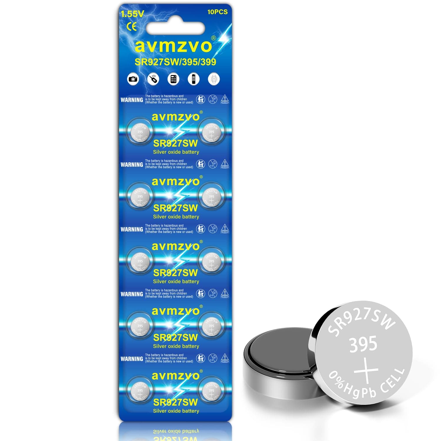 SR927SW Batterien Knopfzelle, 10 Stück, 1.5V, V395/SR57/LR927 Uhrenbatterie, kindersichere Verpackung【5 Jahre Garantie】 AVXL-SR927-1-10 Angebot bei HelloDeals