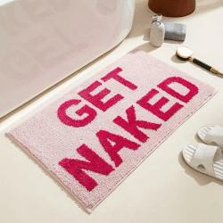Get Naked Badematte 40x60cm, Badematte Get Naked rutschfest Waschbar, Weich Und Bequem Badezimmerteppich Saugfähig Schnelltrocknend Badteppich, Rosa, Moderner Duschvorleger mit Rutschfester Rückseite 40 x 60 cm Angebot bei HelloDeals
