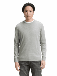 TOM TAILOR Herren Strickpullover mit Crewneck L 14427 - Light Soft Grey Melange Angebot bei HelloDeals