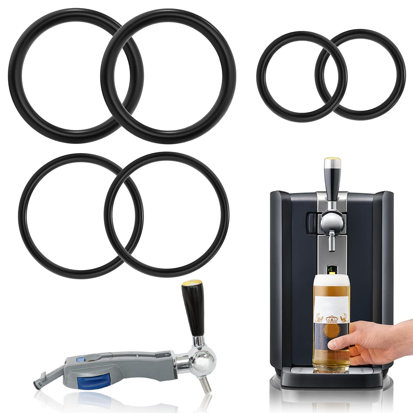 Ancable Dichtung O-Ringe Wartungssatz kompatibel mit Philips Perfect Draft Bier-Zapfanlage HD3600, HD3610, HD3620, HD3720 – inklusive Wasserhahn-, Fass- und Griffdichtungen (6PCS) 6 Stück (2 Sets) Angebot bei HelloDeals