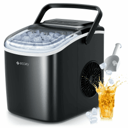 ecozy Eiswürfelmaschine Klein, Selbstreinigende Ice Maker, 2 Eiswürfel Größen, 9 Würfel in 6 Minuten Fertig, 12 KG/24H Schaufel und Korb für Küche, Büro, Bar, Party Schwarz Angebot bei HelloDeals