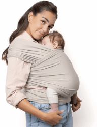 Boba Babytragetuch ab Geburt bis 15 kg - Kuschelweiches & Stützendes Baumwollfrottee, Tragetuch Baby Neugeboren bis Kleinkind, Einfach zu Binden (Beige) Beige Cotton Angebot bei HelloDeals