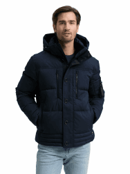 TOM TAILOR Herren 1046971 Pufferjacke mit abnehmbarer Kapuze M 10668 - Sky Captain Blue Angebot bei HelloDeals
