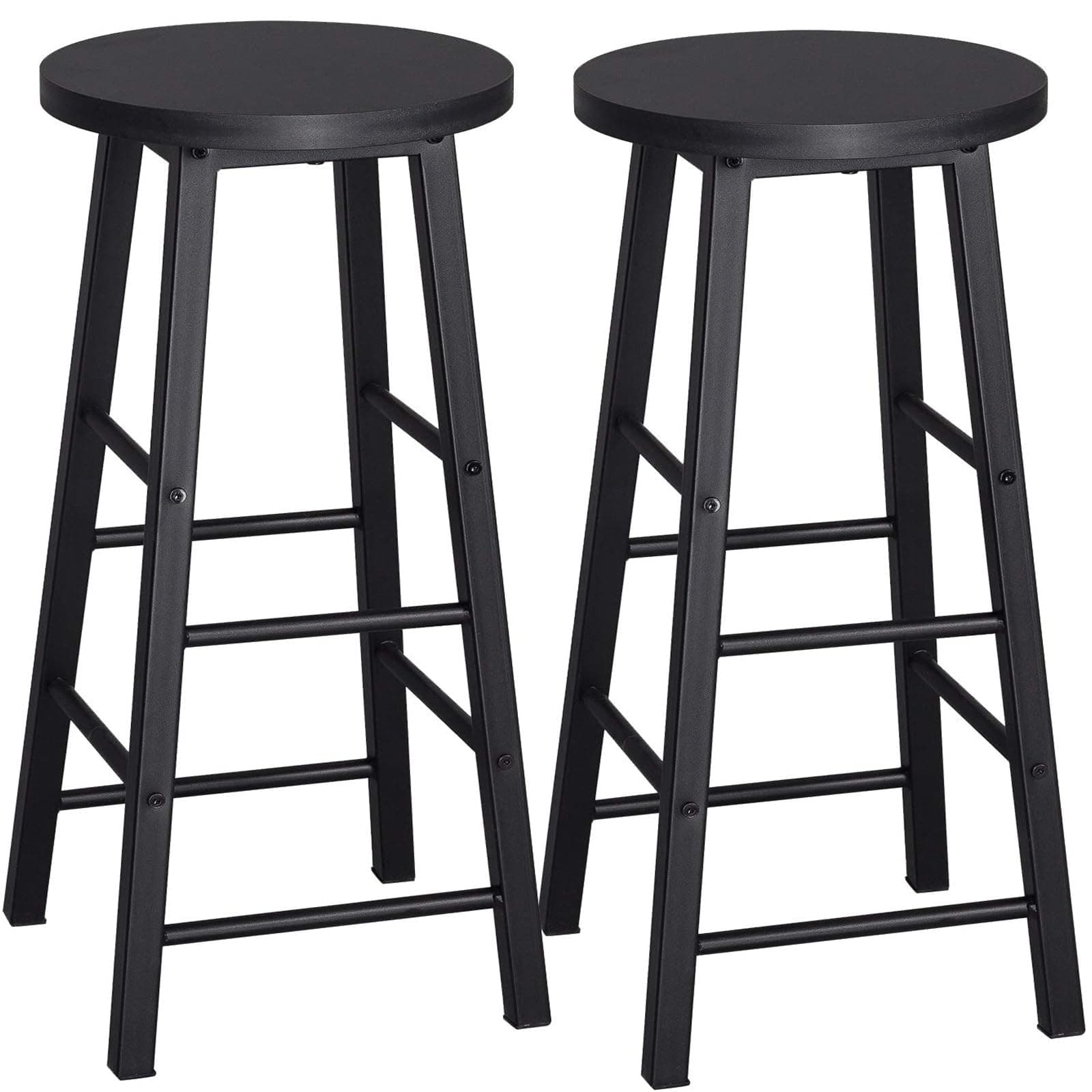 WOLTU Barhocker 2er Set mit Fußstütze, 71 cm Hohe Barstuhl aus Stabilem Metallgestell, Einfache Montage - für Küche, Bartheke und Esszimmer - Schwarz Schwarz 2 Angebot bei HelloDeals