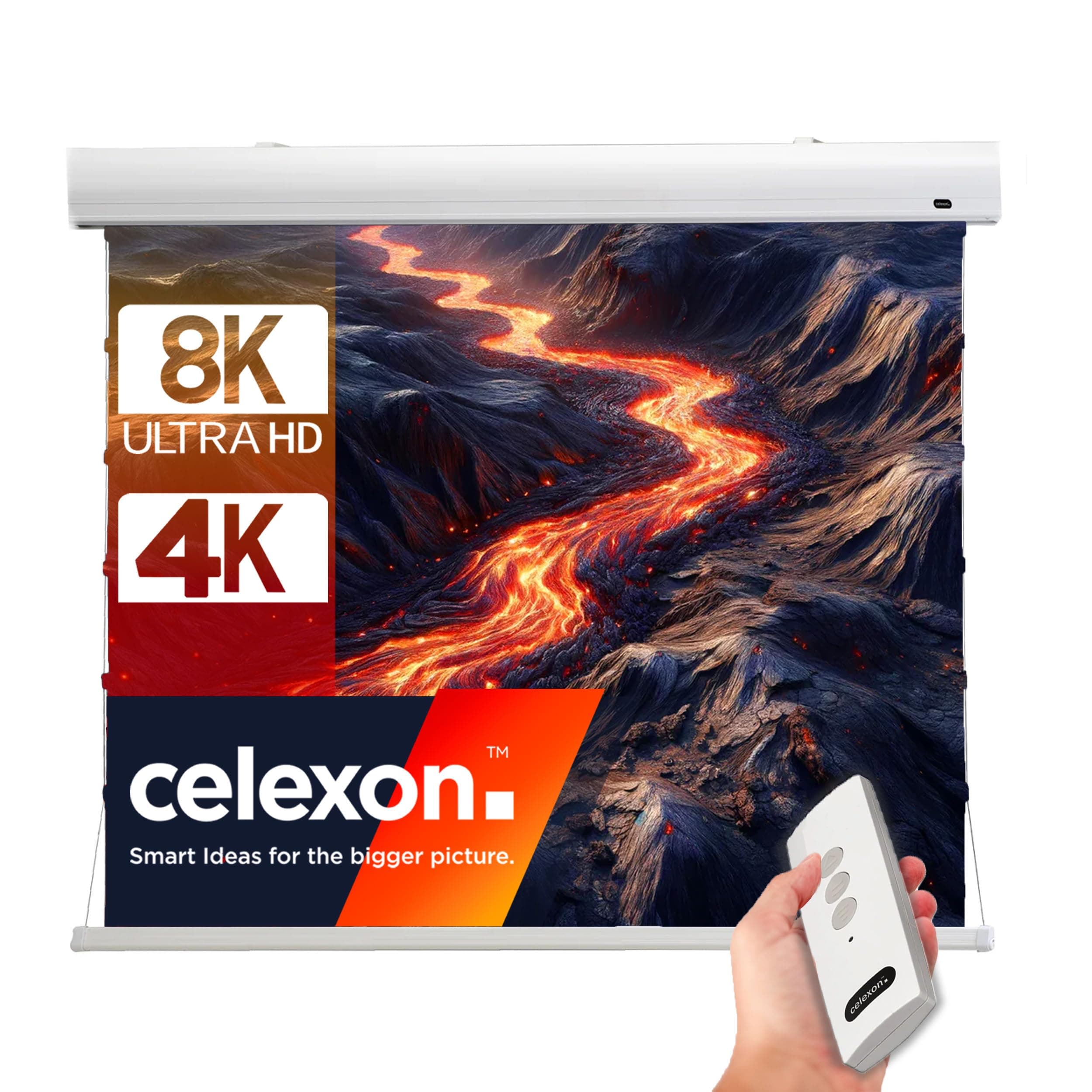 celexon HomeCinema Dynamic Slate ALR Hochkontrast-Tension-Motor-Leinwand 80" | 177x100cm 16:9 | elektrische 8K, Full-HD Beamer-Projektions-Leinwand mit strammen Seilspannsystem | Decken-/Wand-Montage 80" | 16:9 | 177 x 99 cm Serie: HomeCinema DynamicSlate Angebot bei HelloDeals