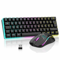 RedThunder 60% Kabelloses RGB Gaming Tastatur und Maus Set, QWERTZ DE Layout, Wiederaufladbare Funktastatur mit Ultraleichte Gaming Maus mit Wabenkonstruktion, für PC MAC PS5 Xbox Gamer, Büro. Schwartz Angebot bei HelloDeals