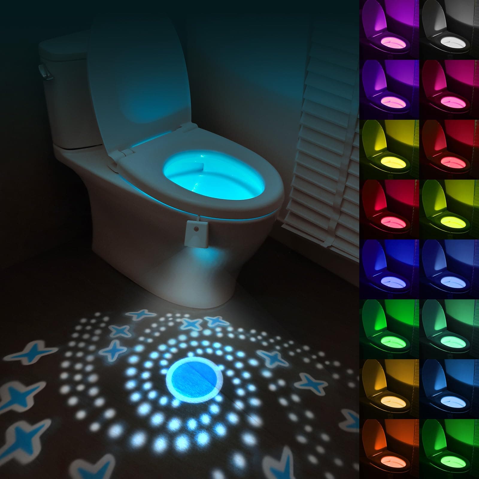 HOTUT Toilette Licht WC Nachtlicht, Toilettenschüssel Nachtlicht, 16 Farben Motion Sensor wc nachtlicht mit Projektorlampe zumToilettenbeleuchtung, Lustige und praktische Weihnachtsgeschenke 1pcs 61 x 35 x 206 cm Angebot bei HelloDeals