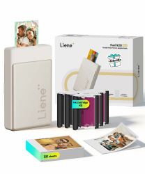 Liene Pearl N200 Pro Tragbarer Mini Fotodrucker mit Farbsublimation – Inkl. 50 selbstklebende Fotos (5x7,6 cm) & 5 Farbbänder, Bluetooth, 300 dpi, Sofortbilddrucker für iPhone & Android, Akku, in Gold Gold Fotodrucker mit 50 Fotos Angebot bei HelloDeals
