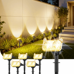 GEARLITE 6 Stück Solarlampen für Außen Garten, 2 Modi Superhelle 800 Lum Solar Strahler Max 18 Stunden Arbeitszeit 3500K Warmweiß Gartenleuchten IP65 Gartenstrahler für Außen Bäume Hof Garten Weg Deko Warmes 6Stück Angebot bei HelloDeals