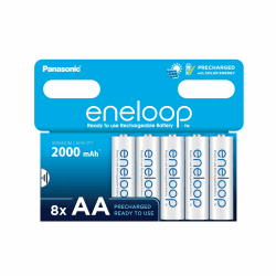 eneloop, AA/Mignon NI-MH Akku, 8er-Pack, Kapazität mit min. 2000 mAh, Ready-to-Use NI-MH Akkus, bis zu 2000 Mal wiederaufladbar, plastikfreier Verpackung, Standard, weiß AA 8 + no case Angebot bei HelloDeals
