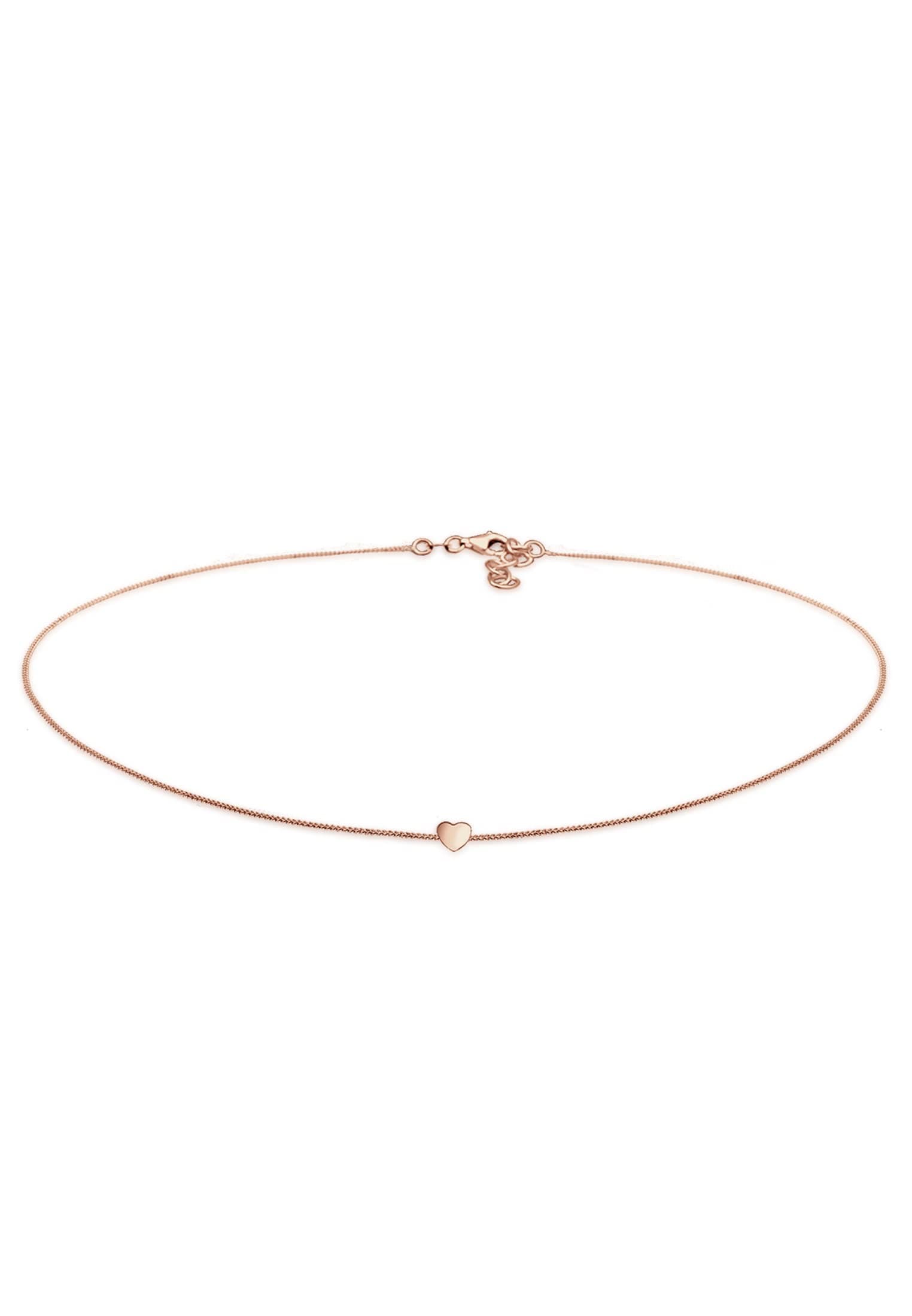 Elli Damen Halskette Choker mit Herz Anhänger Liebe in 925 Sterling Silber 38 Rose Gold Angebot bei HelloDeals