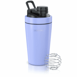 Arendo - Eiweiß Shaker Edelstahl 500ml, Protein Shaker mit Mixkugel, BPA frei, Mixbecher, Metall Premium Eiweißshaker, Tragegriff, Spülmaschinengeeignet, To Go für Yoga Fitness Sport, Lavendel Angebot bei HelloDeals