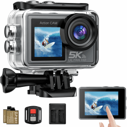Action Cam 5K 4K60FPS, 50MP 30M/98FT wasserdichte Unterwasserkamera mit EIS, WiFi, 170° Ultra-Weitwinke Action Kamera mit Zubehör Set Without a microSD Card für Fahrrad, Schnorcheln, Motorrad R65-SXYDXJ2 Angebot bei HelloDeals