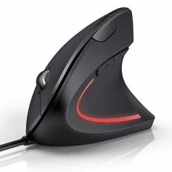 TECKNET Ergo Ergonomische Maus mit Kabel, Vertikale Maus, Ergonomisches Design, Vorbeugung Gegen Mausarm/Tennisarm, 6400 DPI 4 Tasten, PC Optische Mouse mit USB Kabel - Schwarz 6400 DPI Schwarz Angebot bei HelloDeals