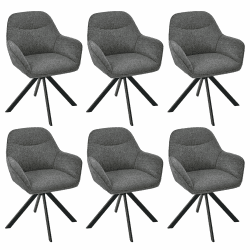 Drehbare Esszimmerstühle 6er Set mit Armlehne, 360° drehbar Polsterstuhl aus Chenille, Küchenstuhl Drehstuhl mit Metallbeine für Esszimmer, Wohnzimmer, Büro, Grau 6er Grau / Chenille Angebot bei HelloDeals