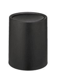WENKO Schwingdeckeleimer Mod. Atri, 6 Liter Kosmetikeimer mit Deckel aus hochwertigem Kunststoff mit Inneneimer, Hülle zum Überstülpen macht Müllbeutel unsichtbar, (B/T x H): Ø 21 x 25,5 cm, Schwarz Angebot bei HelloDeals