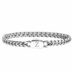 XUANPAI Initiale Armbänder für Männer, A-Z Letter Armband Silber Herrenarmband mit Initiale, Edelstahl Stylish Non Tarnish Cuban Link Armband für Männer Schmuck Geschenke,21cm Angebot bei HelloDeals