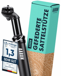 AARON Spring Federsattelstütze - [Das Original] - 27,2, 30,9 oder 31,6 mm Durchmesser - Gefederte Aluminium Sattelstütze 350mm Länge - Fahrrad Sattelstütze gefedert für E-Bike, MTB, Downhill, Trekking 30,9 Schwarz Angebot bei HelloDeals