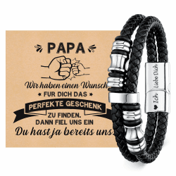 Armband Herren Lederarmband Sohn Geschenk von Mama - Armband für Meinen Sohn Geburtstagsgeschenk für Teenager 18. Geburtstag Junge Azubi Mutmacher Geschenk für 16 19 21 Jährige Männer 21cm - passt Handgelenke 18cm Vater-Silber 2 Angebot bei HelloDeals
