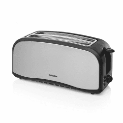 Tristar Edelstahl Toaster mit Brötchenaufsatz - 6 Bräunungsstufen/2 x Langschlitz Toastkammern/herausnehmbares Krümmelfach/mit Abbruch-, Auftau- und Abtaufunktion, BR-1046 4 Toasts Angebot bei HelloDeals