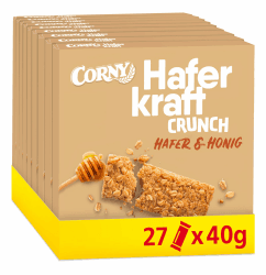 Haferriegel | Corny Haferkraft Crunch | Vollkorn Müsliriegel mit wertvollem Hafer & Honig | Energiereicher Snack für unterwegs | 27 x 40g Crunch Hafer & Honig Angebot bei HelloDeals
