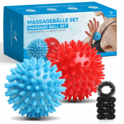 Igelball Massage Set, Massageball für Reflexzonen, Anti-Stress, Entspannung Geschenk, massageball igelball Rücken Nacken Hand Fuß - Ball mit Noppen klein, hart & mittel Blau&rot 6.5CM+6.5CM Angebot bei HelloDeals