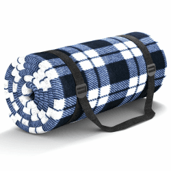 Picknickdecke 200x200cm, Stranddecke Wasserdicht Sandfrei Outdoor Decke Waschbar XXL Picknickdecken, Faltbar Strandmatte mit Schultergurt, ideal für Strand Park (Blaues-Weiß-Gitter) Blaues-weiß 200 x 200 cm (Quadratisch) Angebot bei HelloDeals