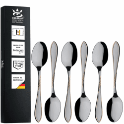 Gehring Solingen Focus Dessertlöffel vergoldet 6 Stück I Edelstahl Besteck I Löffel Set I spülmaschinengeeignet I Made in Germany Focus DV Angebot bei HelloDeals