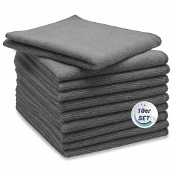 ZOLLNER 10er Set Mikrofasertücher für streifenfreien Glanz - flusenfreie und saugstarke Reinigungstücher - waschbar bis 60°C - 32x32cm in grau - Hotelqualität 10er Set Anthrazit Angebot bei HelloDeals