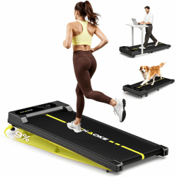 Walking Pad 1-10 km/h, 4 in 1 CHAOKE Laufband für Zuhause mit 9% Steigung, 2.75HP Walking Machine für Home Office mit Eingebaute Lautsprecher & App Steuerung, Bis 160 kg, Keine Installation Gelb Angebot bei HelloDeals