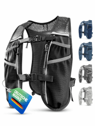 SASMO® Laufweste Damen & Herren 5L / 2L | Running Vest - Ultraleicht & atmungsaktiv| Laufrucksack Damen - 8 Taschen | Laufweste Herren | Trinkweste Laufen 5L - schwarz 5L Angebot bei HelloDeals