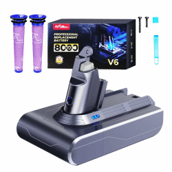 V6 Akku, FLYLINKTECH 8.0Ah Ersatzakku für Dyson V6 Serie DC62 DC59 DC58 DC61 DC72 DC74 Animal SV03 SV04 SV05 SV06 SV07 SV09 Staubsauger Mit 2 Filtern V6-8000mAh + Filtern Angebot bei HelloDeals