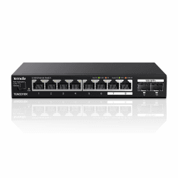 Tenda 2.5 Gbit Switch mit 8X 2.5G Ports & 2X 10G SFP+ Ports (VLAN, Statische Aggregation, Lüfterlos, Plug & Play, Desktop-/Wandmontage, Unmanaged, Metallgehäuse) (TEM2010X) 8 Ports 2,5G Angebot bei HelloDeals