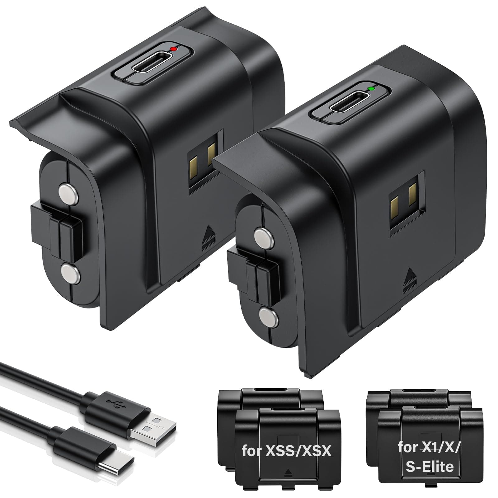 ZRZLMVP Xbox-Controller-Akku-für-Xbox-One/One S/One X/One Elite/Xbox Series X|S Controller, 2 x 4800mWh Xbox Akku Pack Zubehör- Wiederaufladbar, 2.5 Std Schnelllade, 4 Abdeckungen, 2er-Pack Angebot bei HelloDeals