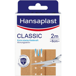 Hansaplast Classic Pflaster (2 m x 6 cm), zuschneidbare Wundpflaster mit extra starker Klebkraft & Bacteria Shield, flexibles und atmungsaktives Verbandsmaterial Medium 8 cm x 3.2 cm Angebot bei HelloDeals