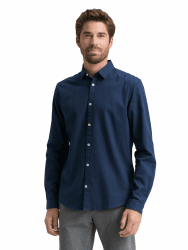 TOM TAILOR Herren Slim Fit Hemd mit Struktur L 10302 - Dark Blue Angebot bei HelloDeals