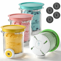 Kssvzz 4 Stück Behälter für Ninja Creami Swirl, Kompatibel mit Ninja Creami NC701EU NC700 Serie Softeismaschine - 16oz Spülmaschinenfest, BPA-frei, mit 4 Ersatz-Swirl-Düsen NC700 Series-4 Stück Angebot bei HelloDeals