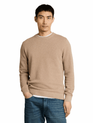 TOM TAILOR Herren Strickpullover mit Struktur M 31089 - Hazel Brown Melange Angebot bei HelloDeals