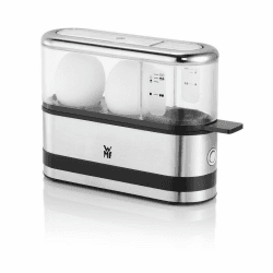 WMF Küchenminis Eierkocher aus Cromargan, kocht 1–2 Eier optimal weich, mittel oder hart, einfache Einstellung für optimal Ergebnisse, 250 W, Messbecher, Eipick, platzsparendes Design Duo Eierkocher Angebot bei HelloDeals