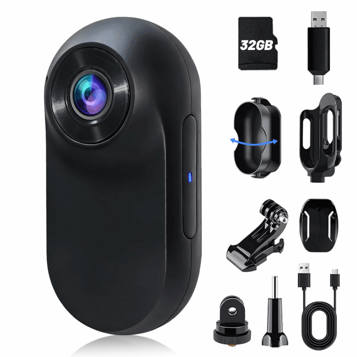 1080P Mini Action Cam, Daumengroße Helmkamera Motorrad, Bodycam Körperkamera Mini mit integriertem 32GB Speicher, POV Kamera für Radfahren, Reisen und Outdoor Abenteuer(Schwarz) Angebot bei HelloDeals