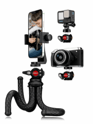 Lammcou Handy Stativ Flexibel, Flex Smartphone Gorilla Pod Tripod, Biegbar Octopus Dreibein mit Voll Schwenkbar Kugelneiger & XL Vertikal Hochkant Handyhalterung & Go Pro Adapter, Handystativ Flexibel Stativ Set *1 Angebot bei HelloDeals