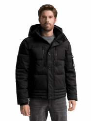 TOM TAILOR Herren 1046971 Pufferjacke mit abnehmbarer Kapuze XXL 29999 - Black Angebot bei HelloDeals