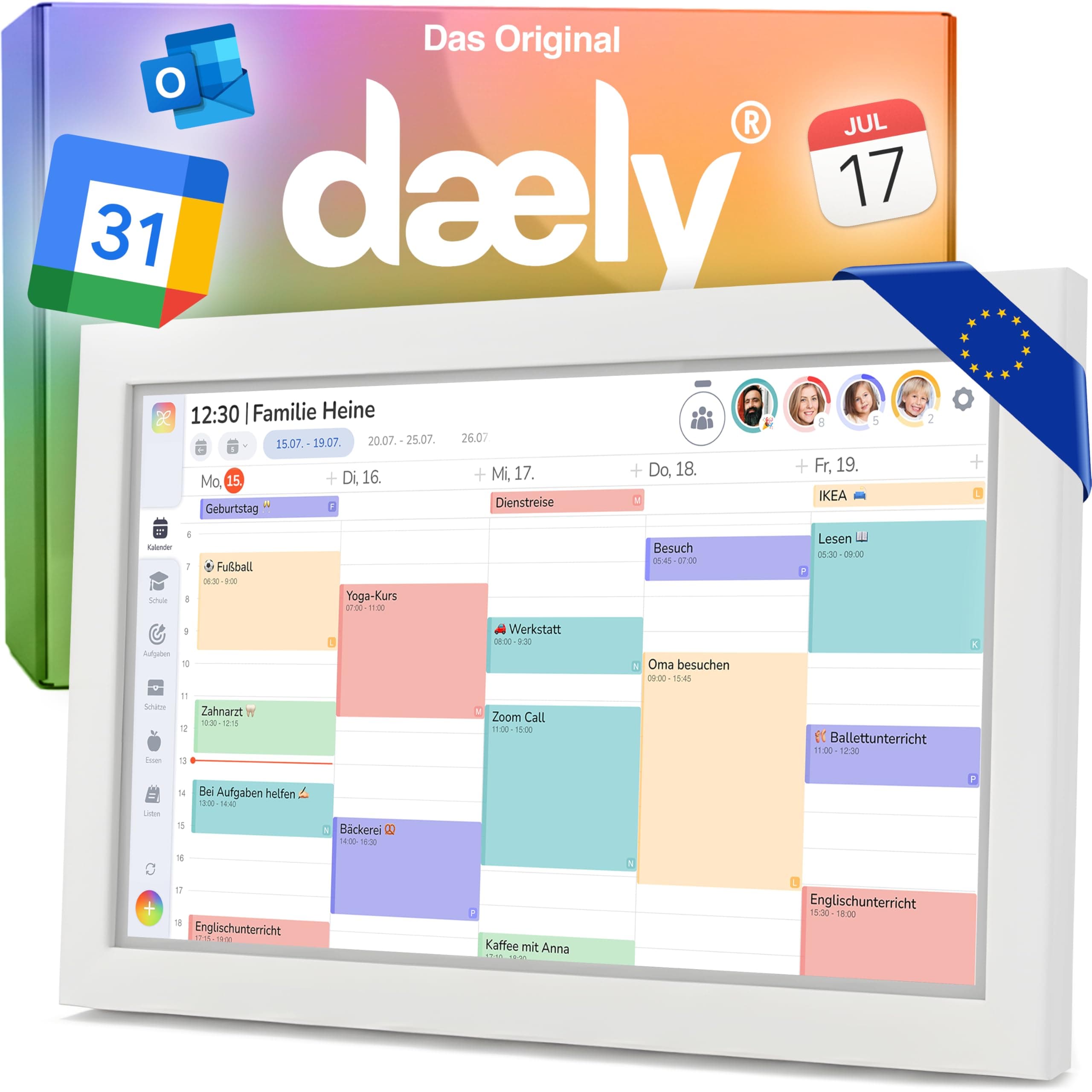 Daely® Calendar - Digitaler Kalender 15.6" - Digitaler Wandkalender Touchscreen inkl. Standfuß - Familienplaner - Digital Kalender Wand - Elektronischer Wandkalender Angebot bei HelloDeals